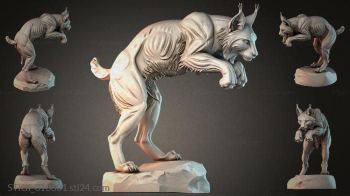 Lynx jumping on a rock 3d STL model
