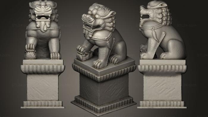 Статуэтки львы тигры сфинксы (Торговые ворота Чайнатауна Paifang Dragon Boston MA NEW17, STKL_0011) 3D модель для ЧПУ станка