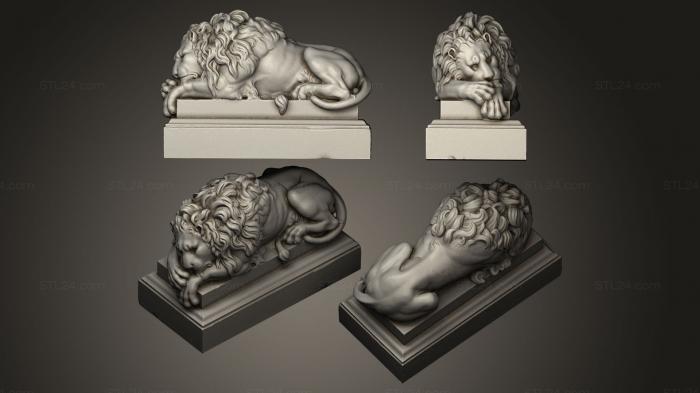 Figurines lions tigers sphinxes (Guardian lion is resting, STKL_0025) 3D models for cnc