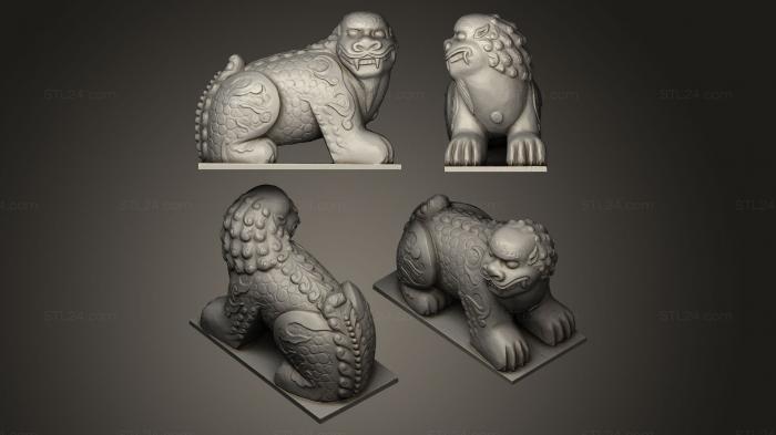 Статуэтки львы тигры сфинксы (Сканирование статуи корейского льва, STKL_0031) 3D модель для ЧПУ станка