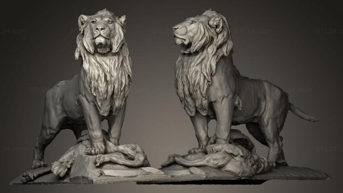 Статуэтки львы тигры сфинксы (Лев Де Нуби и другие, STKL_0041) 3D модель для ЧПУ станка