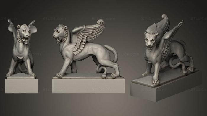 Статуэтки львы тигры сфинксы (Лев святого Марка Маркуслоу, STKL_0049) 3D модель для ЧПУ станка