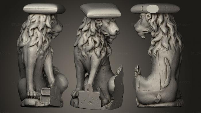 Статуэтки львы тигры сфинксы (Скульптура льва № 2 из Кшешувского аббатства, STKL_0052) 3D модель для ЧПУ станка