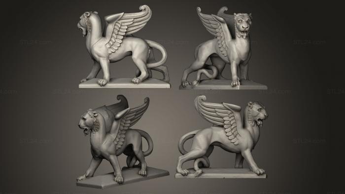Статуэтки львы тигры сфинксы (Маркуслоу грифон лев, STKL_0073) 3D модель для ЧПУ станка