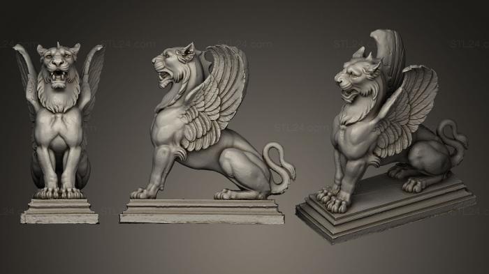 Статуэтки львы тигры сфинксы (Лев гриффон 19 века, STKL_0106) 3D модель для ЧПУ станка