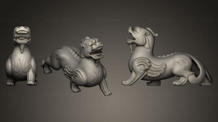 Статуэтки львы тигры сфинксы (Скульптура Мавзолея Пи Сю, STKL_0177) 3D модель для ЧПУ станка