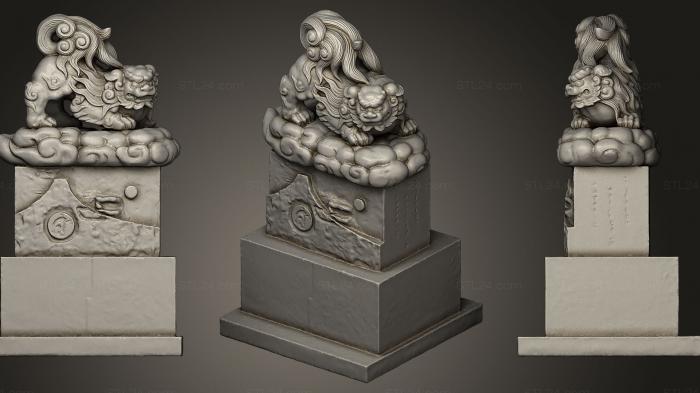 Figurines lions tigers sphinxes (Two Komainu 2 Guardian Lions Shinagawa Shrine 2, STKL_0194) 3D models for cnc