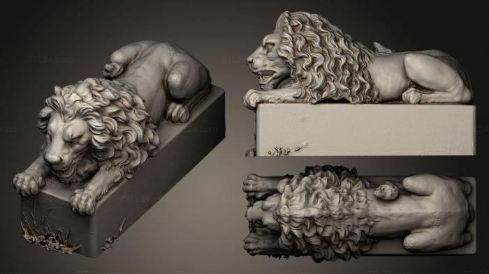 Статуэтки львы тигры сфинксы (Статуя Золотого Льва 2, STKL_0200) 3D модель для ЧПУ станка