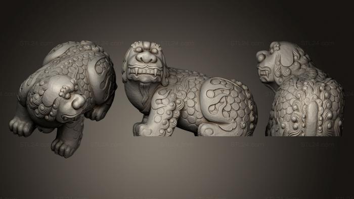 Статуэтки львы тигры сфинксы (Статуя корейской собаки Фу Хаэтаэ, STKL_0203) 3D модель для ЧПУ станка
