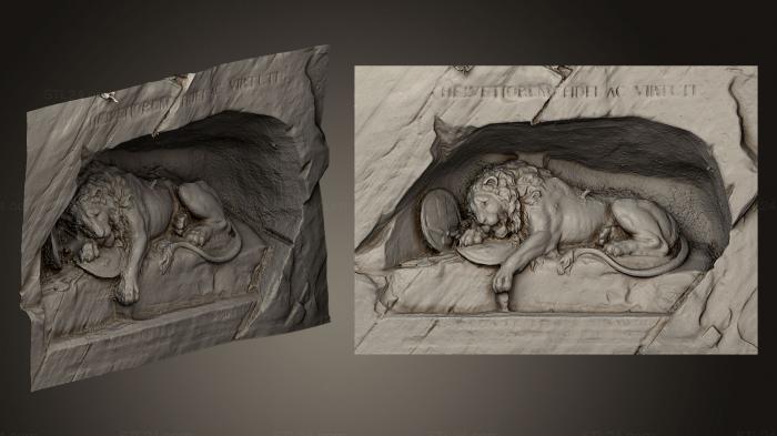 Статуэтки львы тигры сфинксы (Памятник Льву в Люцерне, STKL_0224) 3D модель для ЧПУ станка