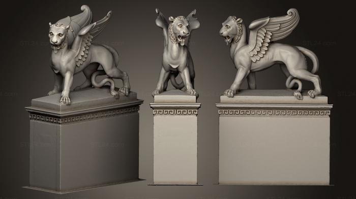 Статуэтки львы тигры сфинксы (Лев Святого Марка Маркусльве, STKL_0225) 3D модель для ЧПУ станка