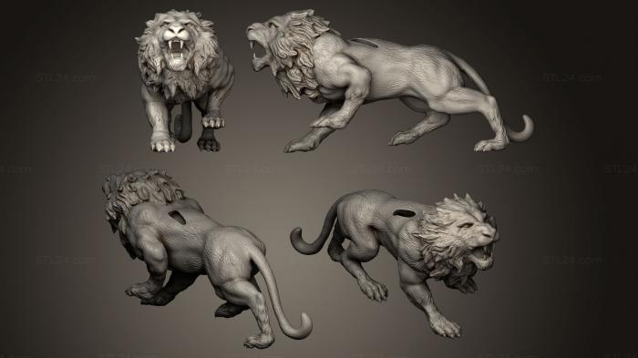 Статуэтки львы тигры сфинксы (Лев с вырванными Крыльями, STKL_0239) 3D модель для ЧПУ станка