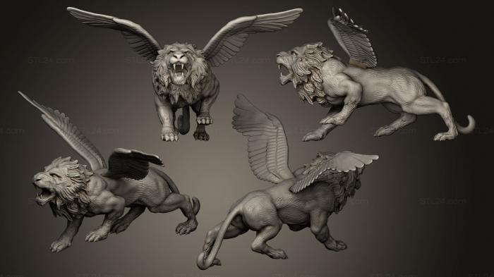 Figurines lions tigers sphinxes (Daniel 7 Winged Lion, STKL_0274) 3D models for cnc