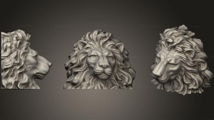 Figurines lions tigers sphinxes (Lion Bust Refrigerator  Whiteboard Magnets, STKL_0291) 3D models for cnc