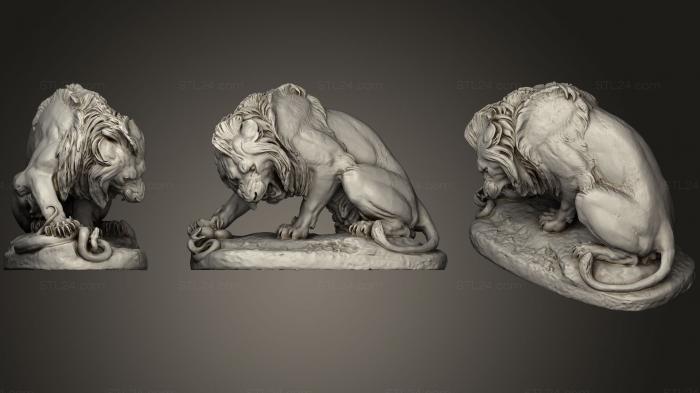 Figurines lions tigers sphinxes (Lion Crushing A Serpent (Antoine Louis Barye), STKL_0294) 3D models for cnc