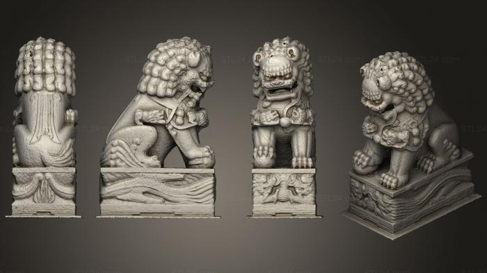 Figurines lions tigers sphinxes (Marble lion from Buddhist temple entrance, STKL_0317) 3D models for cnc