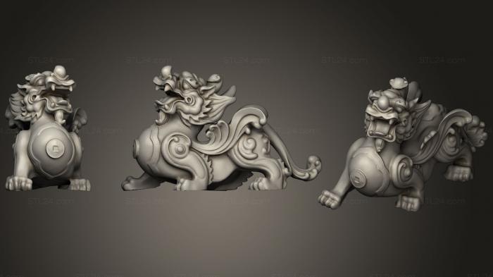 Статуэтки львы тигры сфинксы (Пиксиу Пара Мифических с, STKL_0320) 3D модель для ЧПУ станка