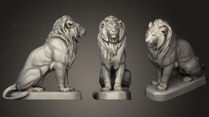 Статуэтки львы тигры сфинксы (Скульптура сидящего льва, STKL_0323) 3D модель для ЧПУ станка