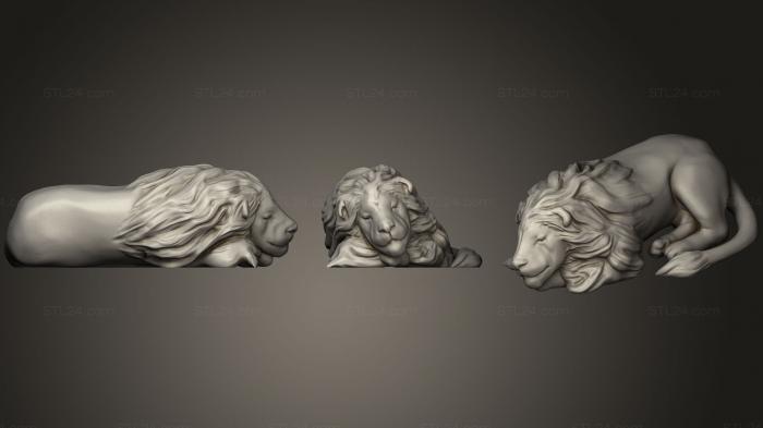 Статуэтки львы тигры сфинксы (Спящий лев (исправлен), STKL_0324) 3D модель для ЧПУ станка