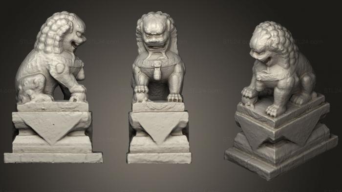 Статуэтки львы тигры сфинксы (Китайская статуя льва 2, STKL_0340) 3D модель для ЧПУ станка