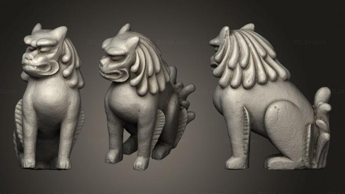 Figurines lions tigers sphinxes (Japanese Guardian Lion, STKL_0349) 3D models for cnc