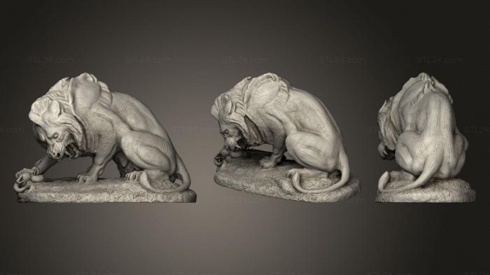 Figurines lions tigers sphinxes (Lion & Snake, STKL_0351) 3D models for cnc