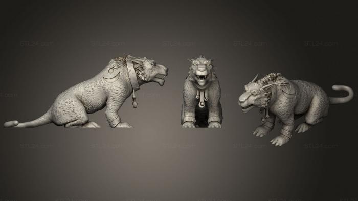 Статуэтки львы тигры сфинксы (Кошачья форма Ночного Эльфа - Друида, STKL_0369) 3D модель для ЧПУ станка