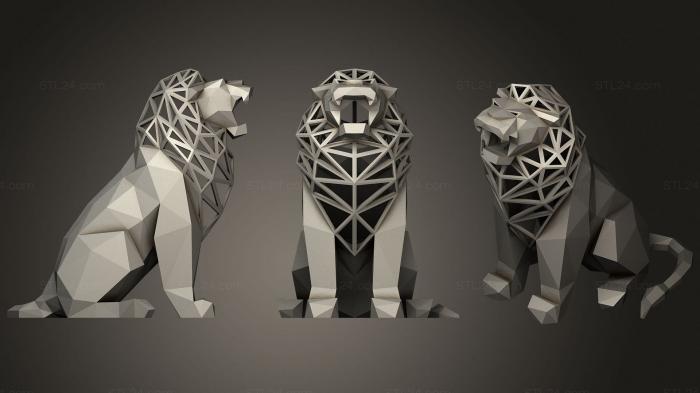 Статуэтки львы тигры сфинксы (Рычащий лев, STKL_0372) 3D модель для ЧПУ станка