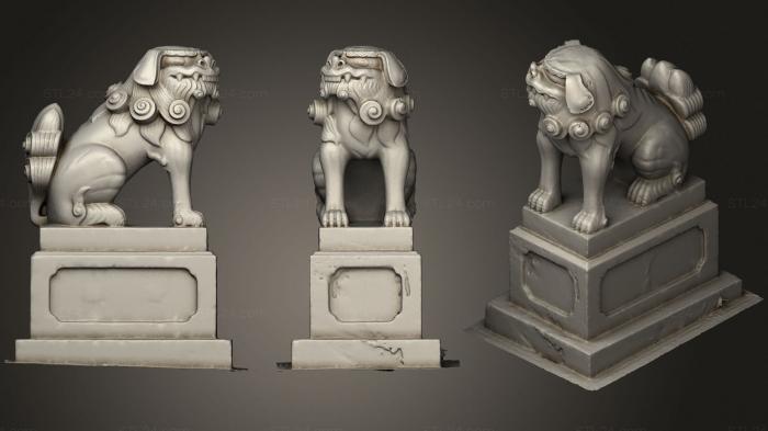 Статуэтки львы тигры сфинксы (Ситтиг лев - страж, STKL_0374) 3D модель для ЧПУ станка
