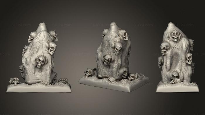 Статуэтки львы тигры сфинксы (Статуя с черепом, STKL_0376) 3D модель для ЧПУ станка