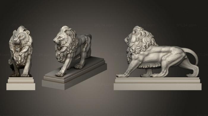 Статуэтки львы тигры сфинксы (Статуя Льва охраняющего, STKL_0377) 3D модель для ЧПУ станка