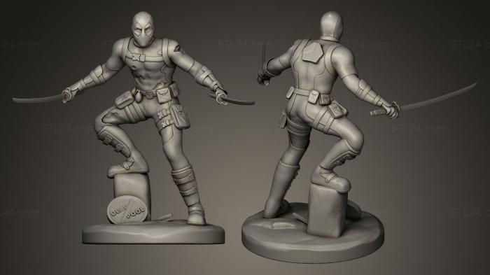 Figurines heroes, monsters and demons (Dead Pool Low Poly Realistic, STKM_0016) 3D models for cnc