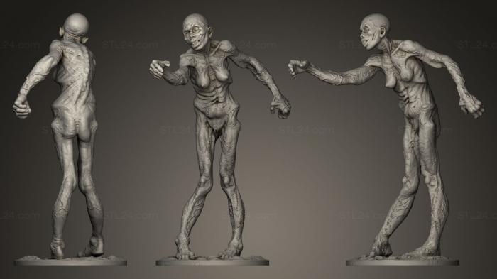 Статуэтки герои, монстры и демоны (Зомби-женщина, STKM_0093) 3D модель для ЧПУ станка