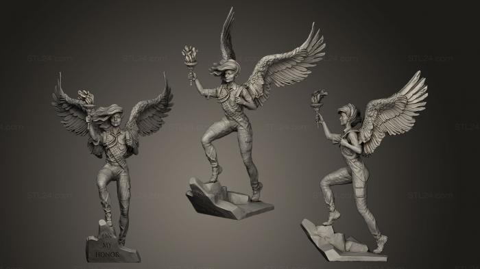 Статуэтки герои, монстры и демоны (Восходящий орел уничтожен, STKM_0114) 3D модель для ЧПУ станка
