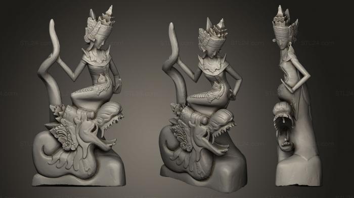Figurines heroes, monsters and demons (Asian Carving Woman and Dragon, STKM_0116) 3D models for cnc