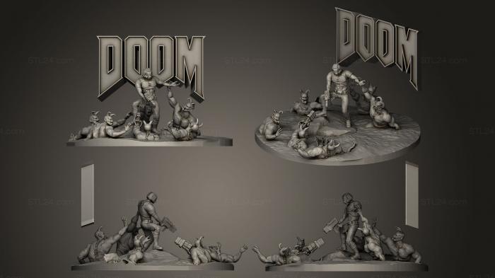 Статуэтки герои, монстры и демоны (Обложка коробки Doom  Классическая Диорама, STKM_0181) 3D модель для ЧПУ станка
