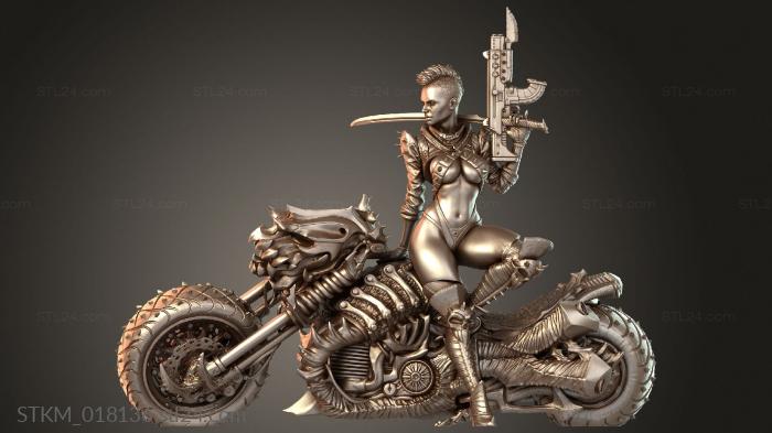 Статуэтки герои, монстры и демоны (Cyber Metal Biker с байкерским набором, STKM_018136) 3D модель для ЧПУ станка