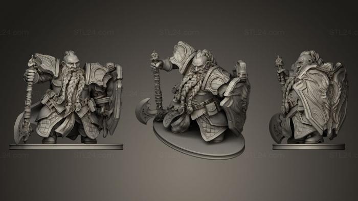 Figurines heroes, monsters and demons (Dwarf Paladin miniature, STKM_0189) 3D models for cnc