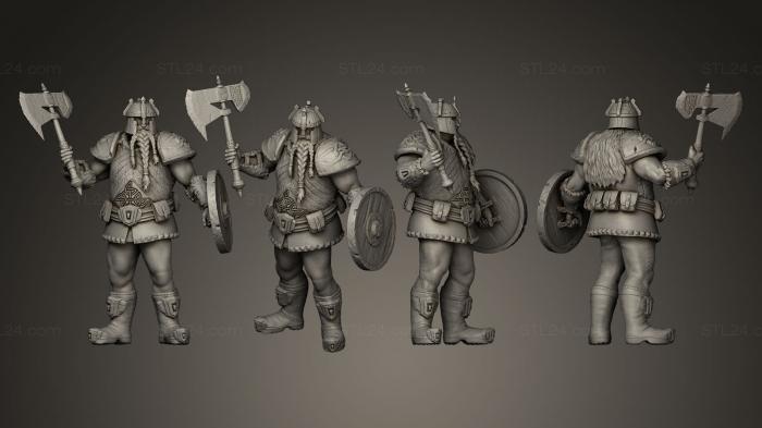 Figurines heroes, monsters and demons (Dwarf Warrior model for 3d ed miniature, STKM_0190) 3D models for cnc