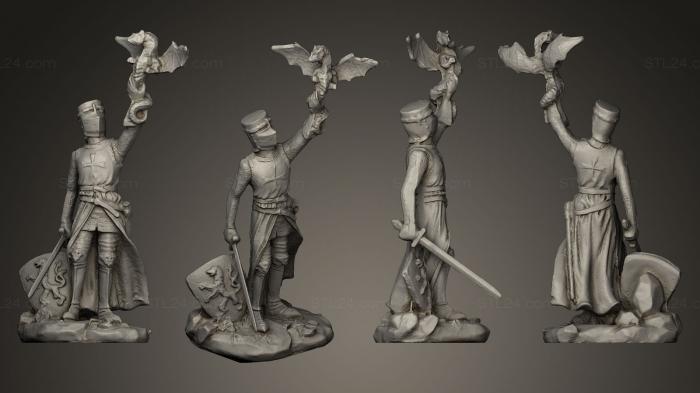 Статуэтки герои, монстры и демоны (Фантастический крестоносец и его фамильяр, STKM_0198) 3D модель для ЧПУ станка