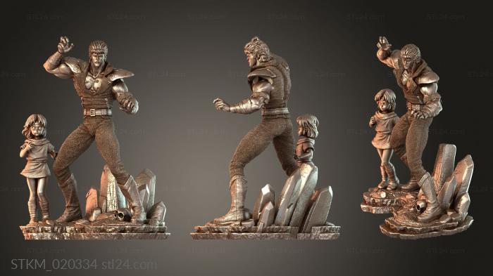 Статуэтки герои, монстры и демоны (Кенширо и Линн Арм, STKM_020334) 3D модель для ЧПУ станка