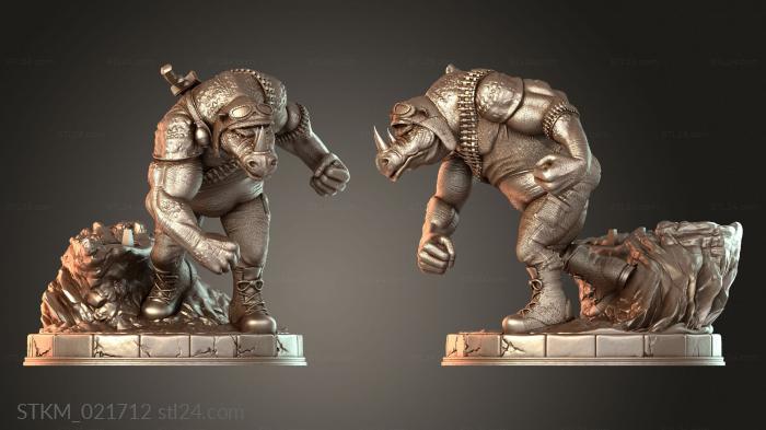 Figurines heroes, monsters and demons (Rocksteady and Bebop Statue, STKM_021712) 3D models for cnc