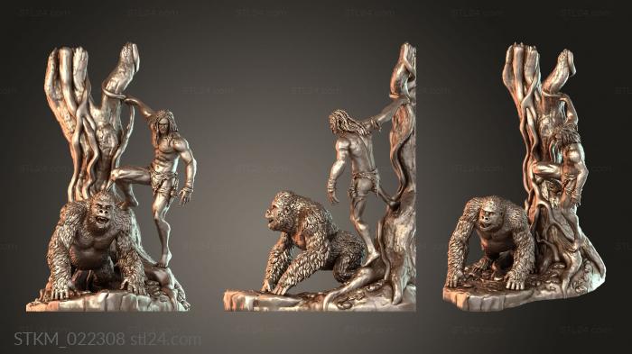 Figurines heroes, monsters and demons (Tarzan Jungle Warrior, STKM_022308) 3D models for cnc