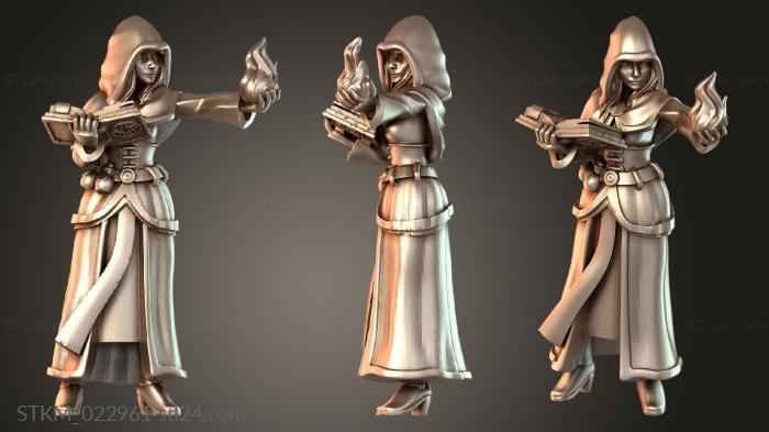 Figurines heroes, monsters and demons (Wizardess with Cape and Spellbook, STKM_022961) 3D models for cnc
