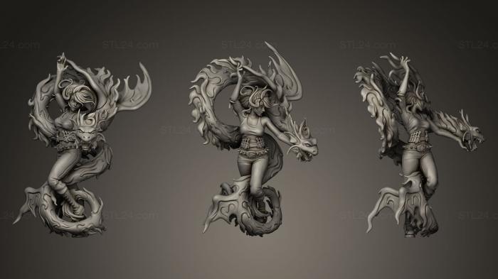 Статуэтки герои, монстры и демоны (Мисаки, Девушка-Дракон, STKM_0281) 3D модель для ЧПУ станка