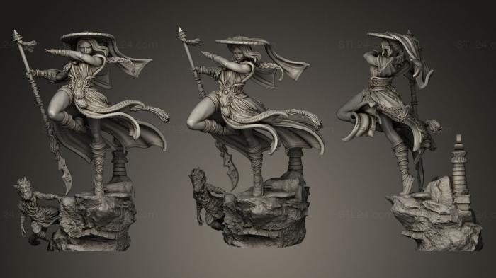 Статуэтки герои, монстры и демоны (Му Рон Инь, Повелитель Ветра, STKM_0287) 3D модель для ЧПУ станка