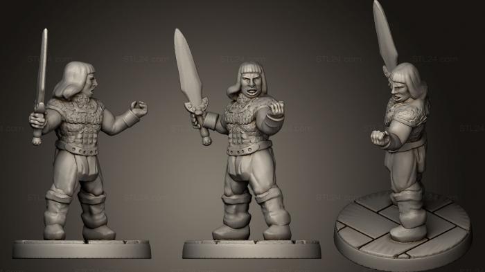 Figurines heroes, monsters and demons (Barbarian Swordsman, STKM_0423) 3D models for cnc