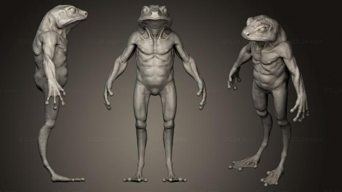 Статуэтки герои, монстры и демоны (Лягушка Гуманоидное Существо, STKM_0458) 3D модель для ЧПУ станка