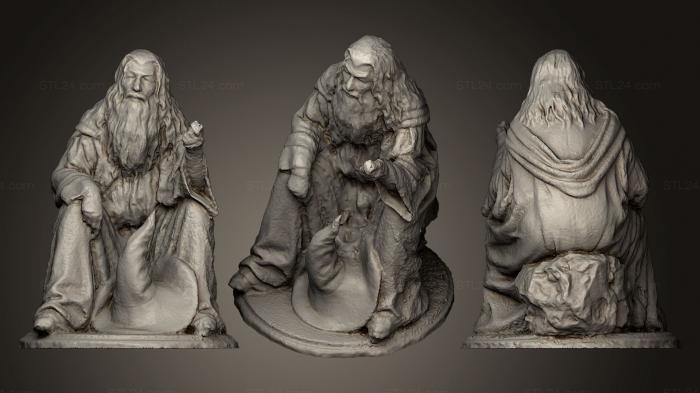 Статуэтки герои, монстры и демоны (Гэндальф Властелин колец, STKM_0460) 3D модель для ЧПУ станка