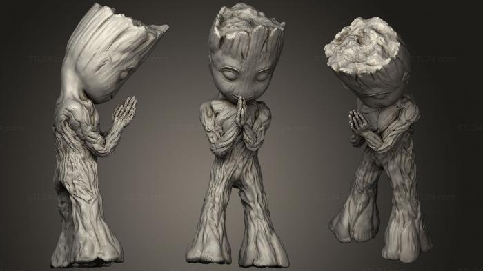 Figurines heroes, monsters and demons (Waing Groot Colored Heart, STKM_0556) 3D models for cnc